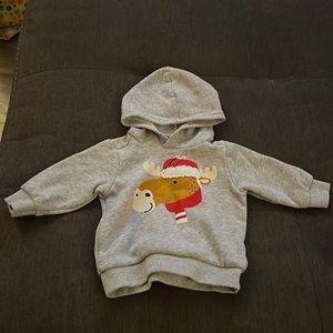 Gray Christmas moose hoodie
